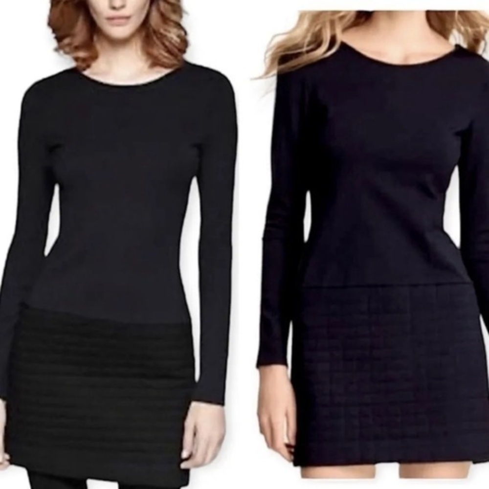 Theory Mimi Q Black Shift Dress Petites PS Long Sleeve dress size small